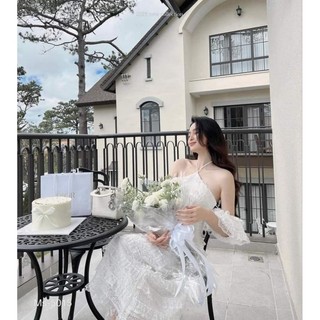 🌸Váy trễ vai ren buộc cổ xinhhh xỉuuu❤️❤️