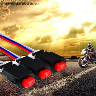 Strongaroetrtu 12V Motorcycle Switch Hazard Light Switch Button with 3 Wire Built-in Lock VN
