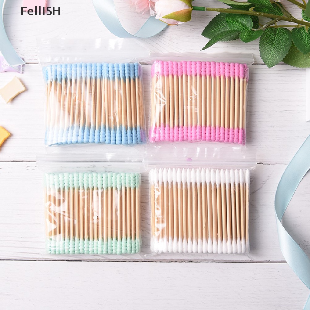 Túi 100 Tăm Bông Cotton Hai Đầu Màu Sắc Kẹo Ngọt 439br