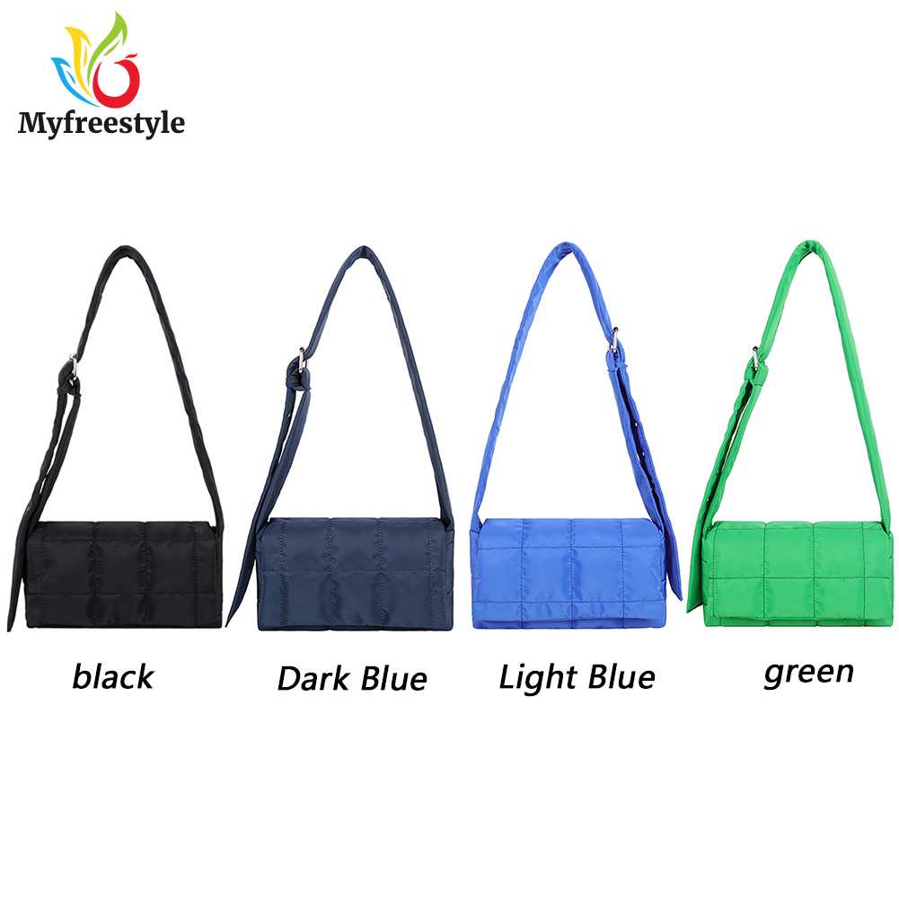 Túi Đeo Chéo Đệm Cotton Nylon Màu Trơn Thời Trang Mùa Đông Dành Cho Nữ