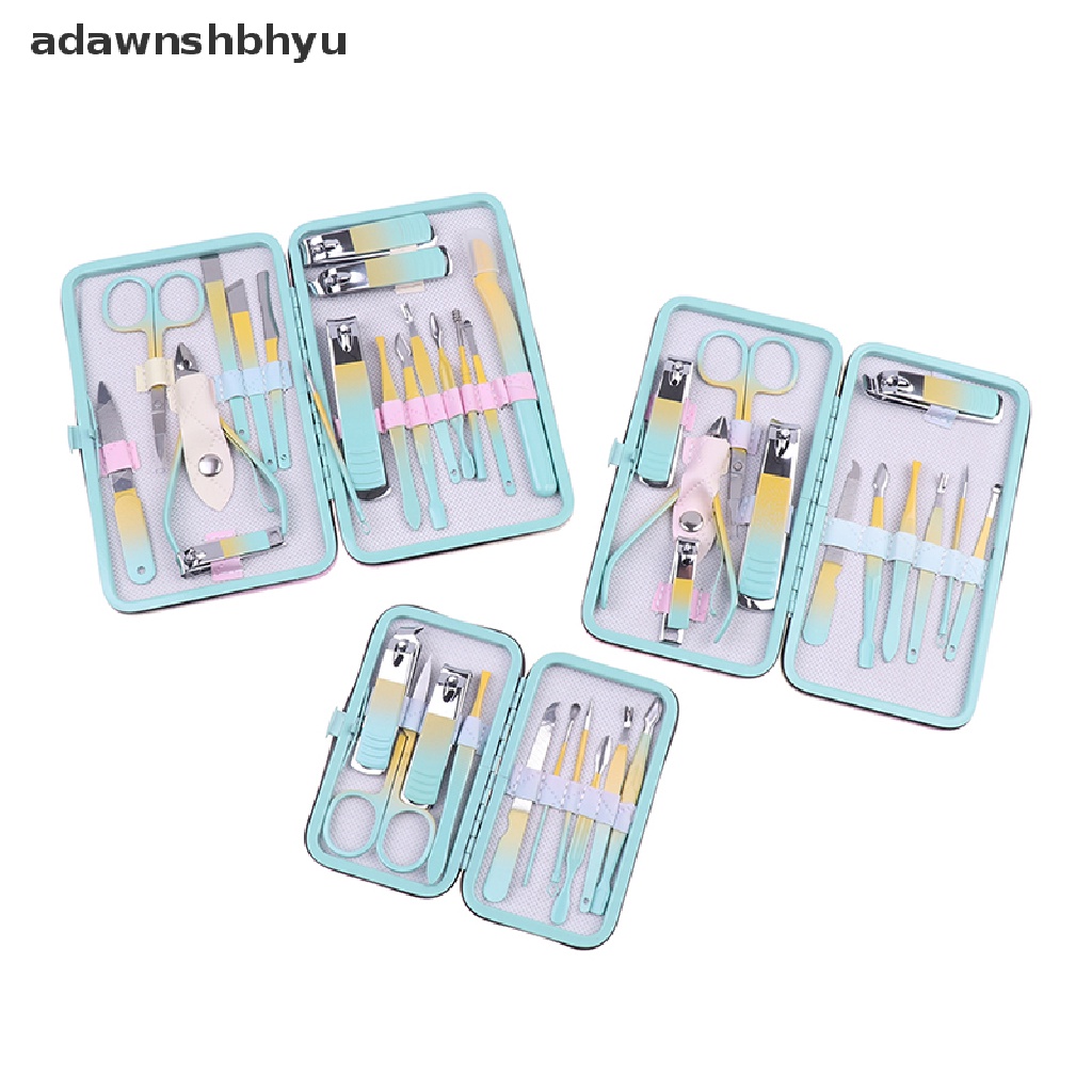 Bộ 10 / 12 / 18 Dụng Cụ Làm Móng Bằng Thép Không Gỉ Kèm Hộp Đựng