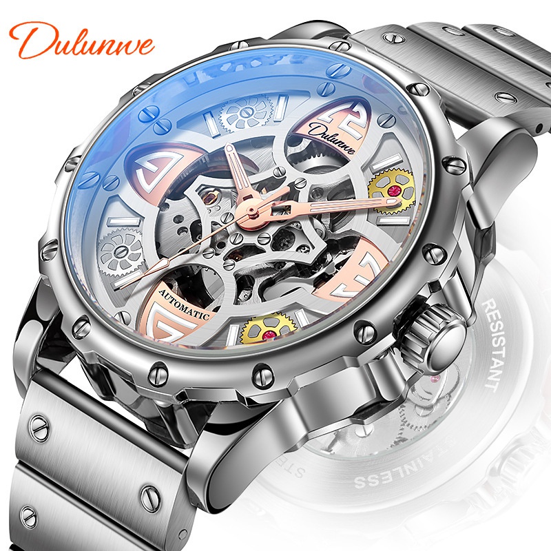 Đồng Hồ Cơ Tự Động Chống Thấm Nước Difanni 6033 Họa Tiết Cỏ Bốn Lá May Mắn