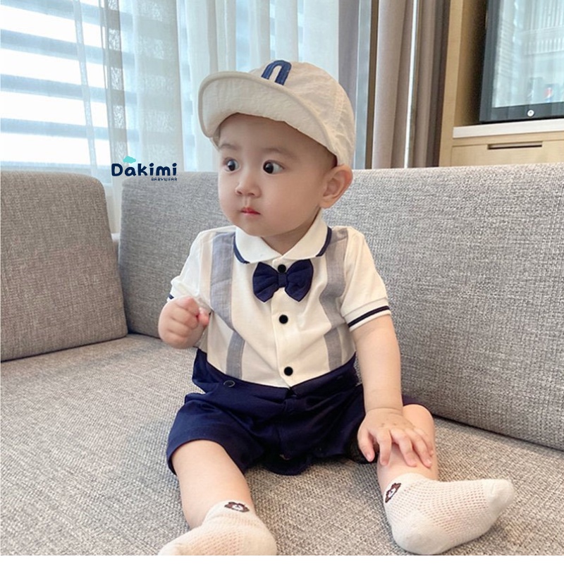 Body công tử cho bé trai cộc tay chất Thun Lạnh mềm mát bộ body cho bé sơ sinh phong cách đáng yêu bodysuit cho bé 0-12M