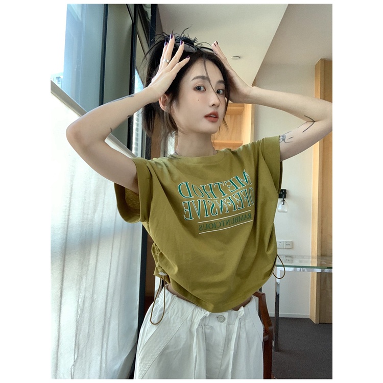 Áo Thun Nữ Ngắn Tay Cổ Tròn In Chữ Mới