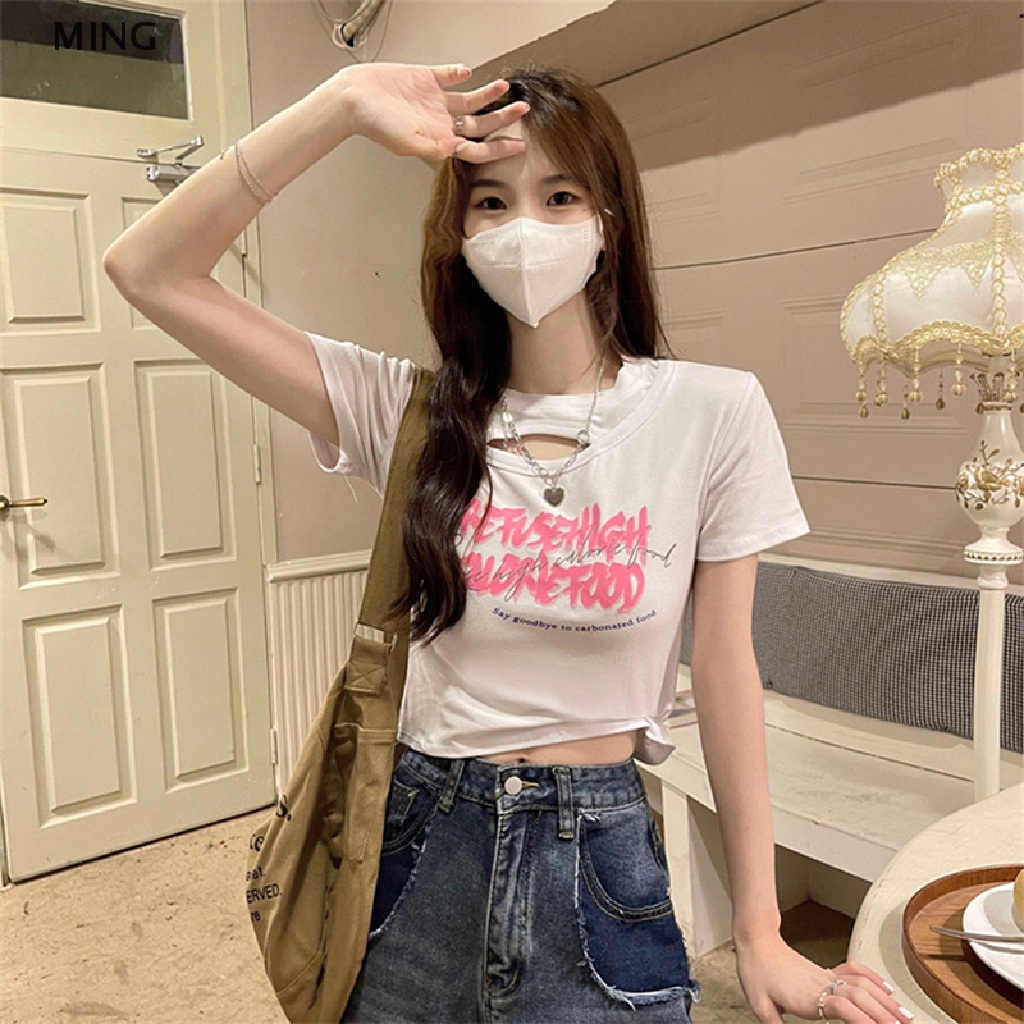 Áo Thun Crop Top Tay Ngắn Cổ Tròn In Họa Tiết Vintage Dành Cho Nữ