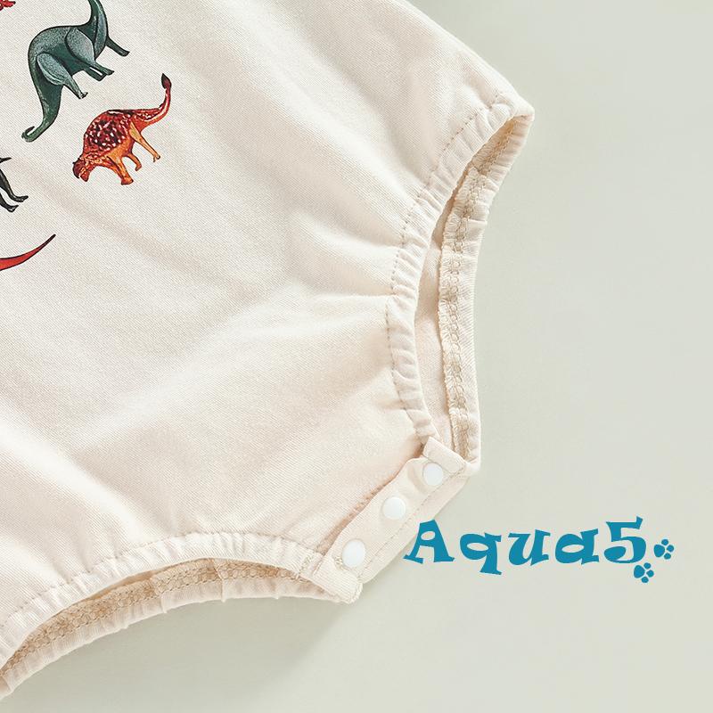 Áo Liền Quần Ngắn Tay In Hình Khủng Long Đáng Yêu Cho Bé