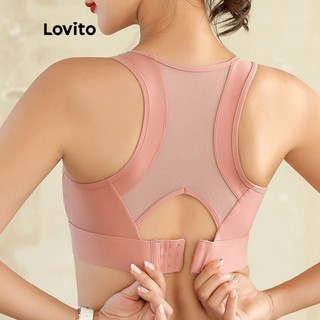 Lovito Thể thao Chạy bộ Phòng tập Thể thao Độ giãn cao Hỗ trợ cao Cắt ra Móc và mắt Đóng cửa thoáng khí Phụ nữ Thể thao Áo ngực L34AD005 (Cam / Trắng / Hồng / Đen)
