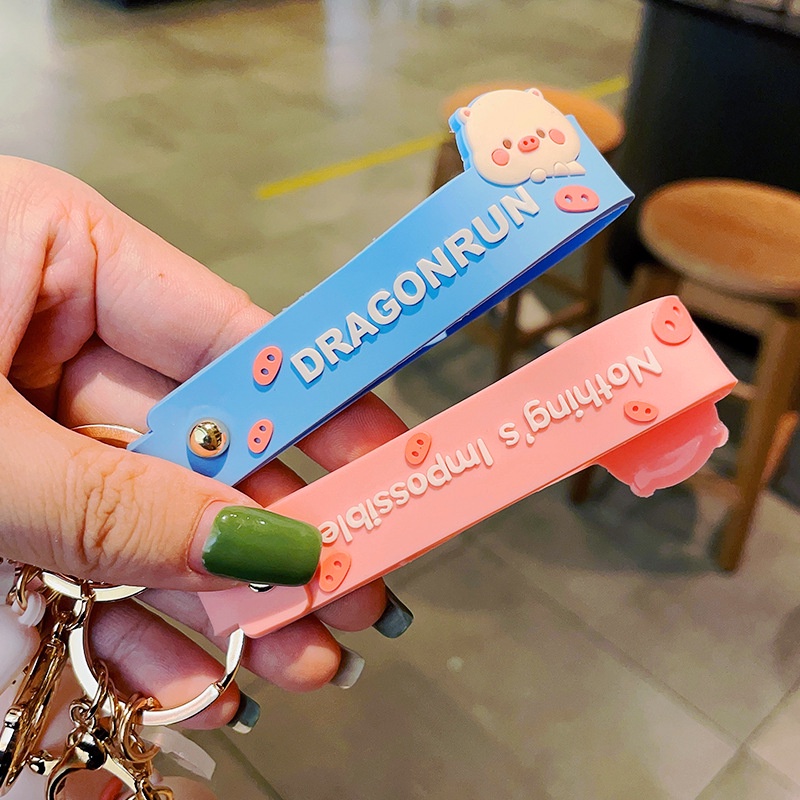 Móc Khóa Silicon Hình Chú Heo Hoạt Hình Dễ Thương