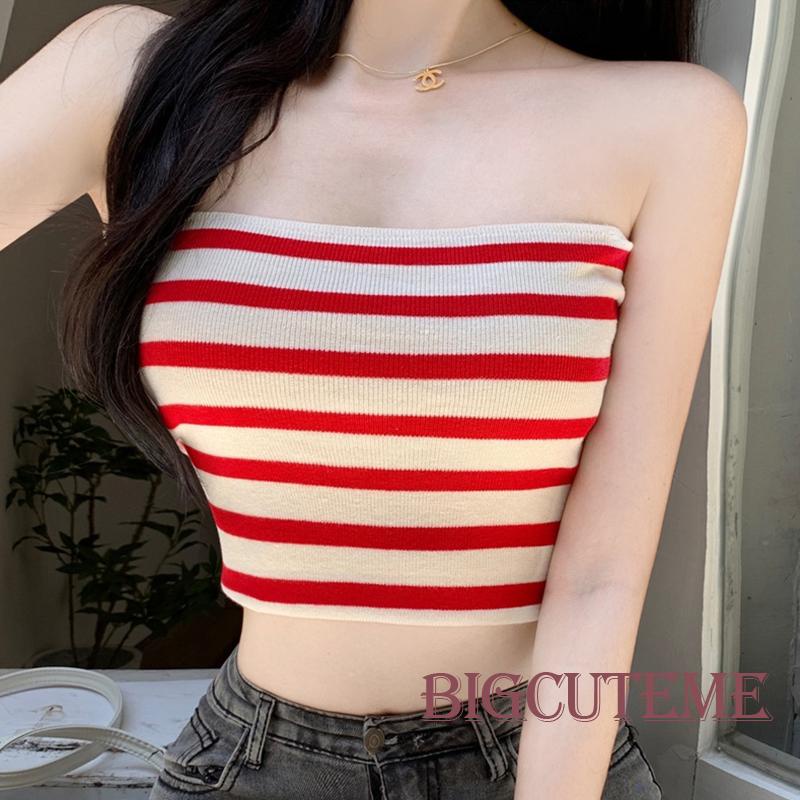 Áo Ống In Họa Tiết Kẻ Sọc Thời Trang Mùa Hè Dành Cho Nữ