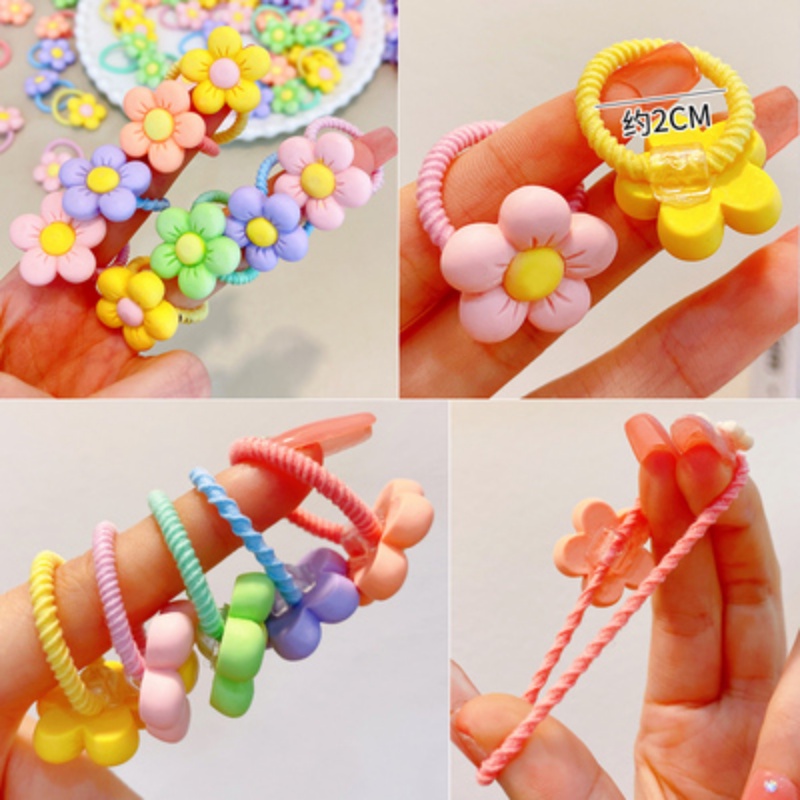 10 PCS/Set Children's Flower Rubber Band Hair Ring Cute High Elastic Hair Rope for Girls