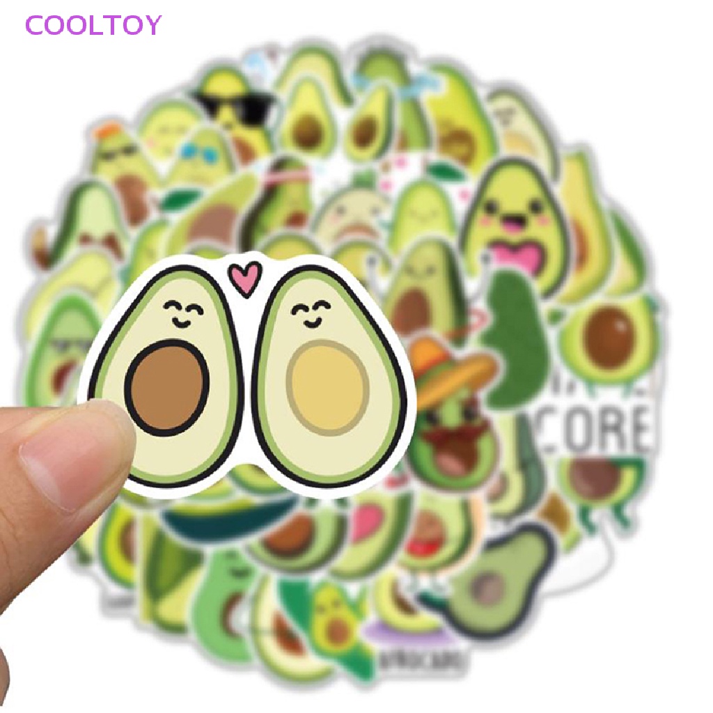 Cooltoy 50 Miếng Dán Họa Tiết Graffiti Quả Bơ Hoạt Hình Graffiti Trang Trí Vali Laptop Mũ Bảo Hiểm