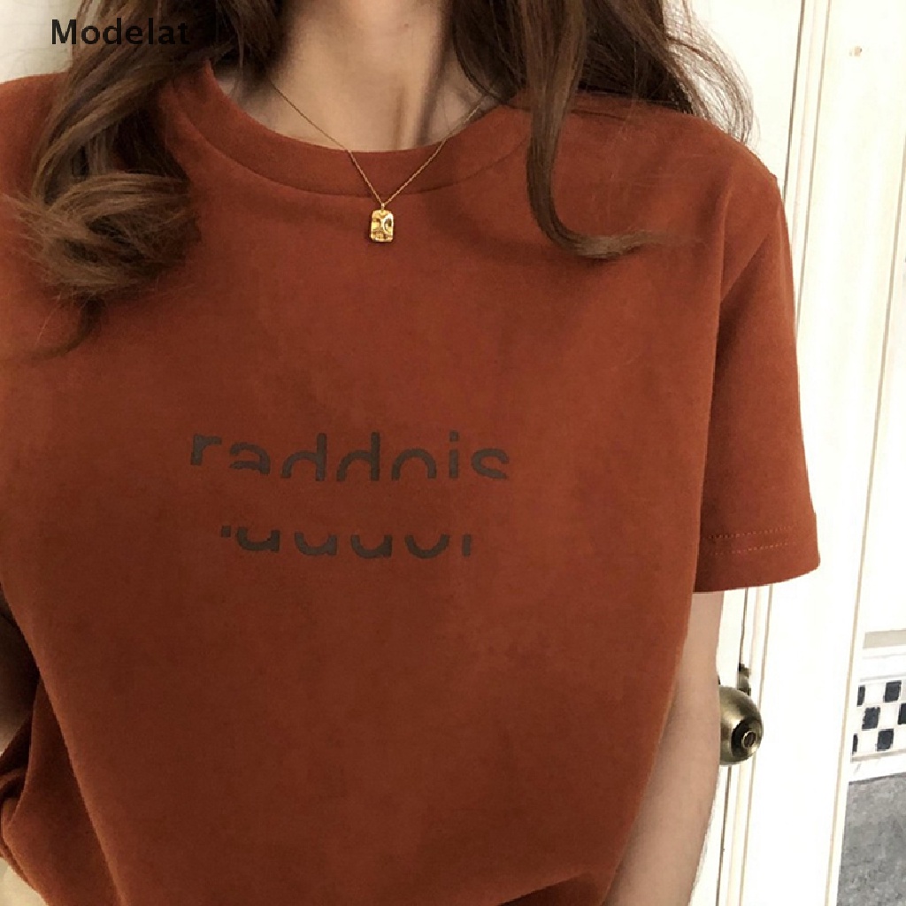 Áo Thun T-shirt Cotton Cổ Tròn Tay Ngắn In Chữ Thời Trang Mùa Hè Dành Cho Nữ