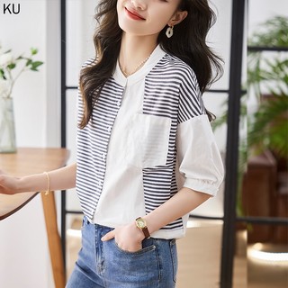 Hàng Mới Về Áo Sơ Mi Phối Họa Tiết Kẻ Sọc Phong Cách Phương Tây Cao Cấp Hàng Mới Về Năm