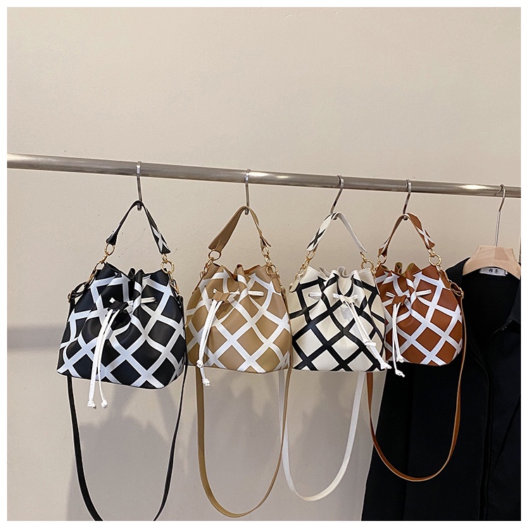 Túi Xách JASMIN NOIR Bucket Họa Tiết Sọc Caro Thiết Kế Đơn Giản Thời Trang Cho Nữ