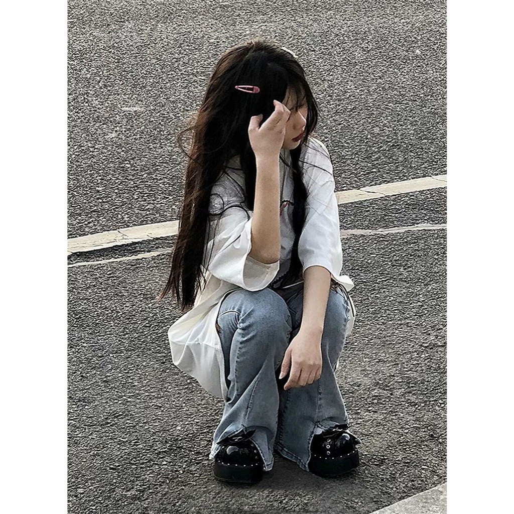 Quần Jean Dài Lưng Cao Dáng Ôm Có Dây Cột Thời Trang Mùa Hè Hàng Mới Dành Cho Bạn Nữ 9 Tuổi