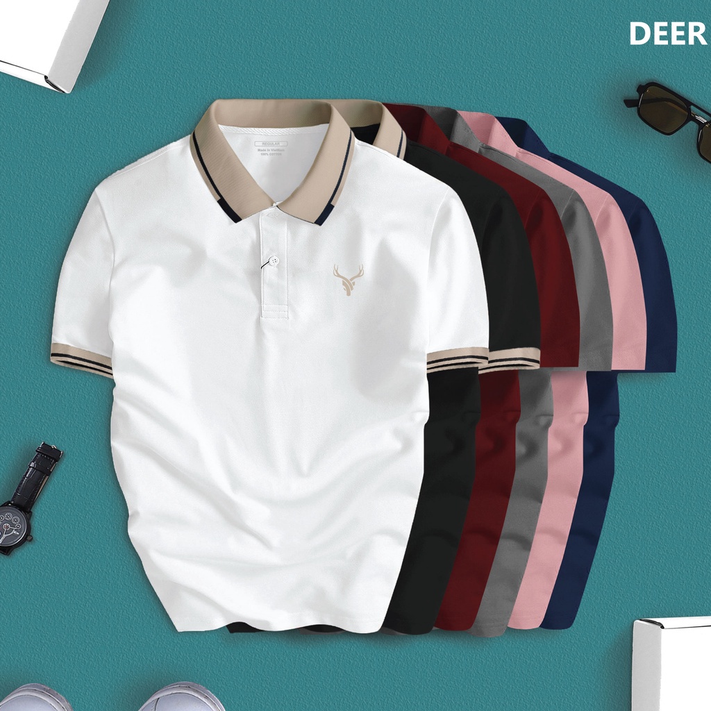Áo polo nam nữ Hưu sao DEER nhiều màu lịch lãm tinh tế vải đẹp