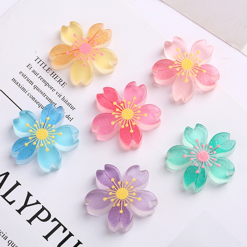 Bộ 5 Miếng Dán Dạ Quang Họa Tiết Hoa Anh Đào Trang Trí Ốp Điện Thoại