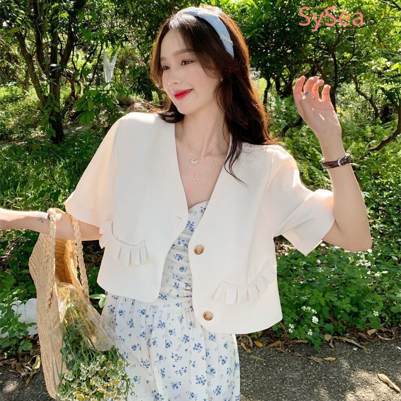 Áo Kiểu Tay Ngắn Cổ Chữ V Phối Ren Thời Trang Mùa Hè Cho Nữ