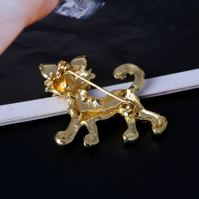 Ghim Cài Áo Mạ Vàng Hình Mèo Đính Đá Nhân Tạo Thời Trang
