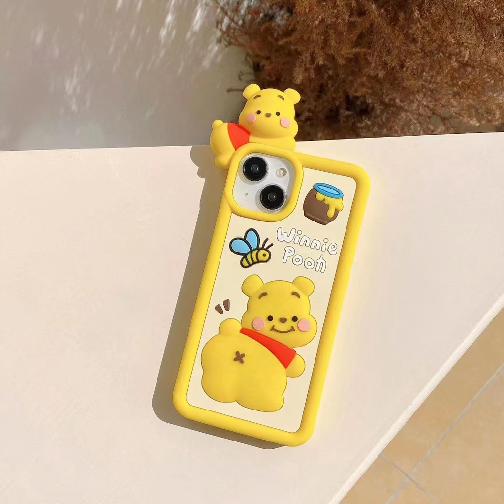Ốp Điện Thoại Silicon Họa Tiết Winnie Pooh 3D Dành Cho iPhone 14 13 12 11 Pro MAX XR X / XS 14 Plus