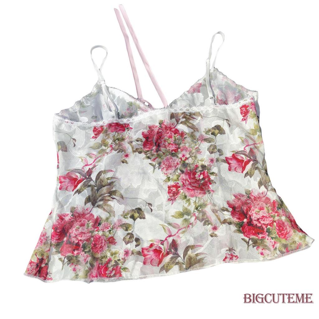 Áo Hai Dây Cổ Chữ V Họa Tiết Hoa Thời Trang Cho Nữ