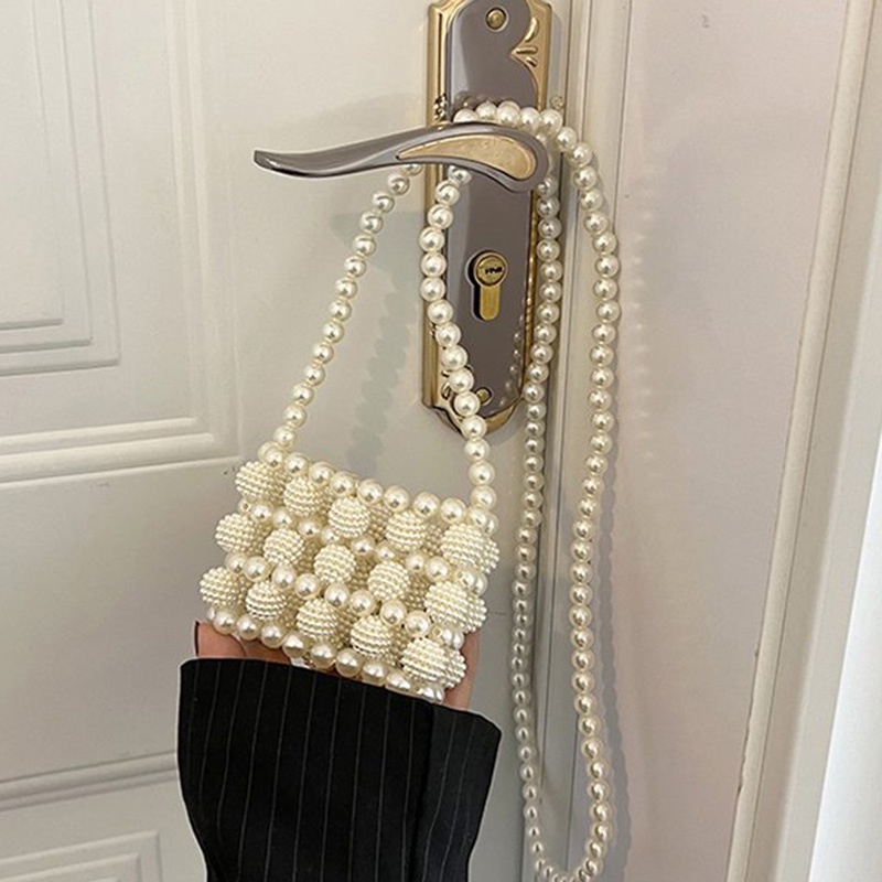 Túi Đeo Chéo mini Đính Ngọc Trai Phong Cách retro Dành Cho Nữ