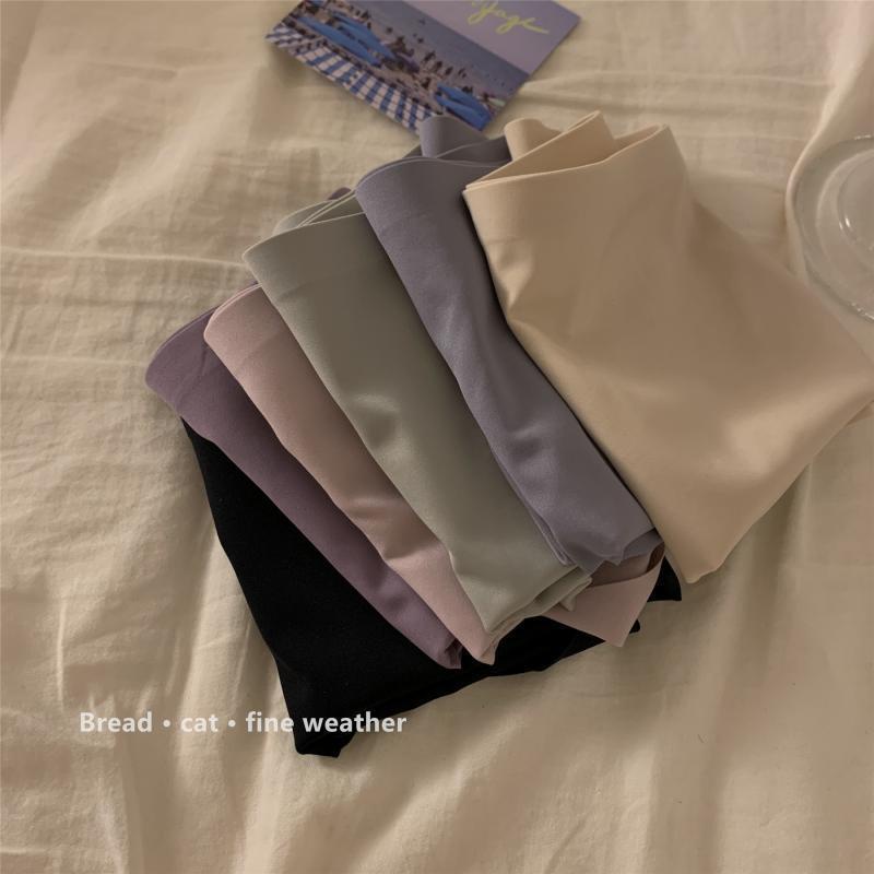 Quần Lót Cotton Lụa Lạnh Không Đường May Lưng Cao Co Giãn Thoáng Khí Màu Sắc Đơn Giản