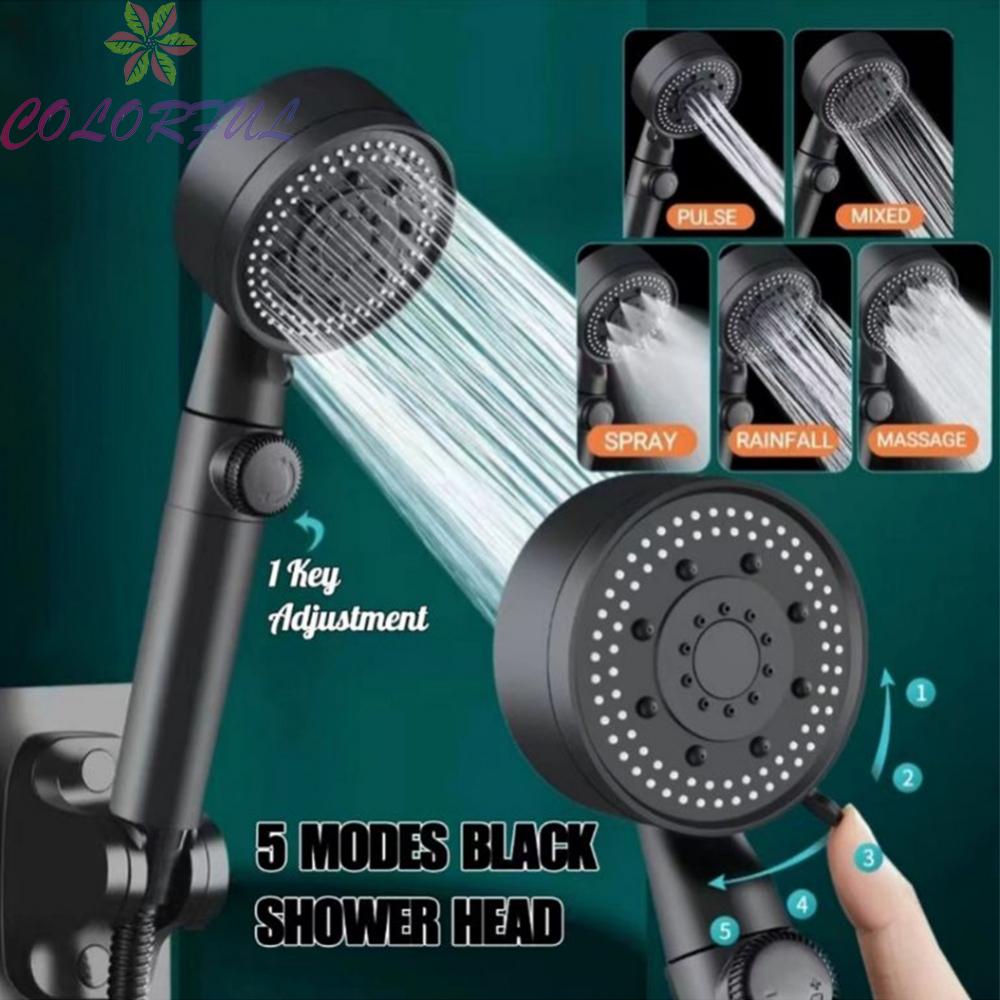 【COLORFUL】Durable Shower Head Bathroom Accessory 5 Mode Adjustable High Pressure