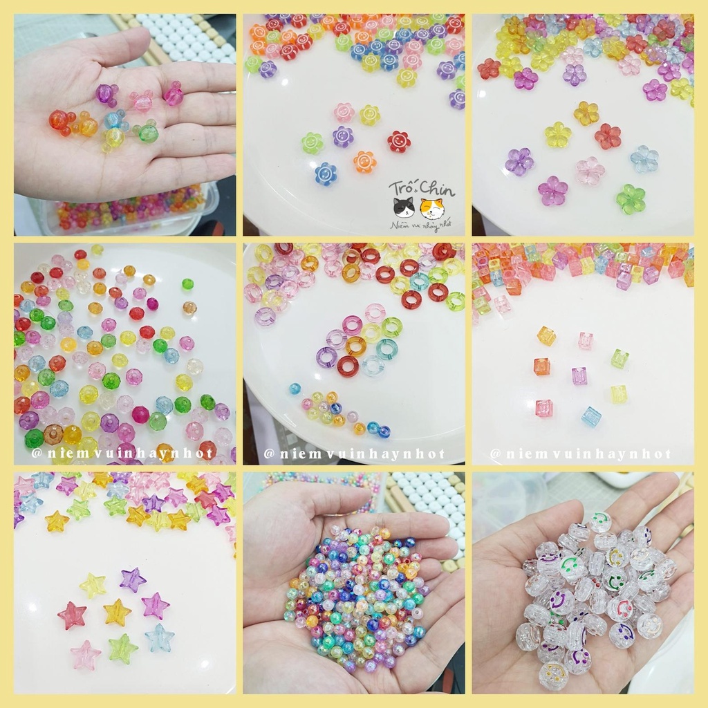 Gói 10gr/ 15gr/ 25gr các loại hạt xỏ màu trong làm thủ công (có thể chọn màu)