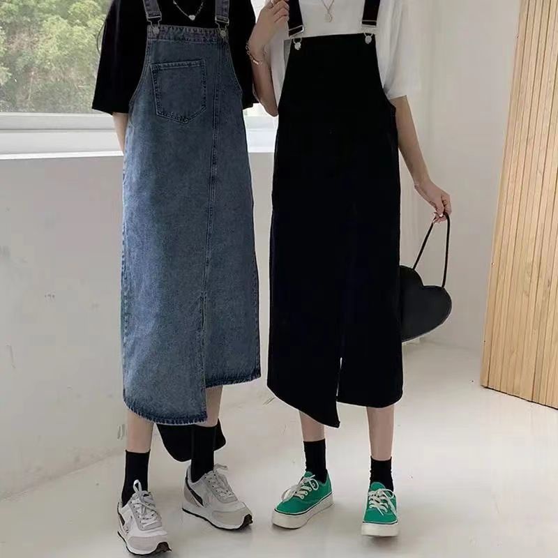 Váy dài nữ, váy denim thời trang Hàn Quốc Váy Nữ Dáng Dài Váy Yếm Bò Nữ