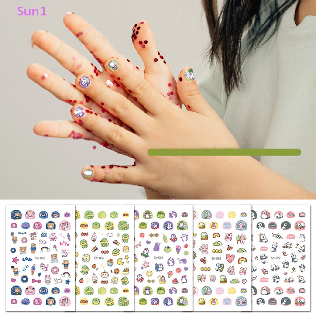 Sticker Dán Móng Họa Tiết Hoạt Hình Động Vật 3D Đáng Yêu Dành Cho Trẻ Em