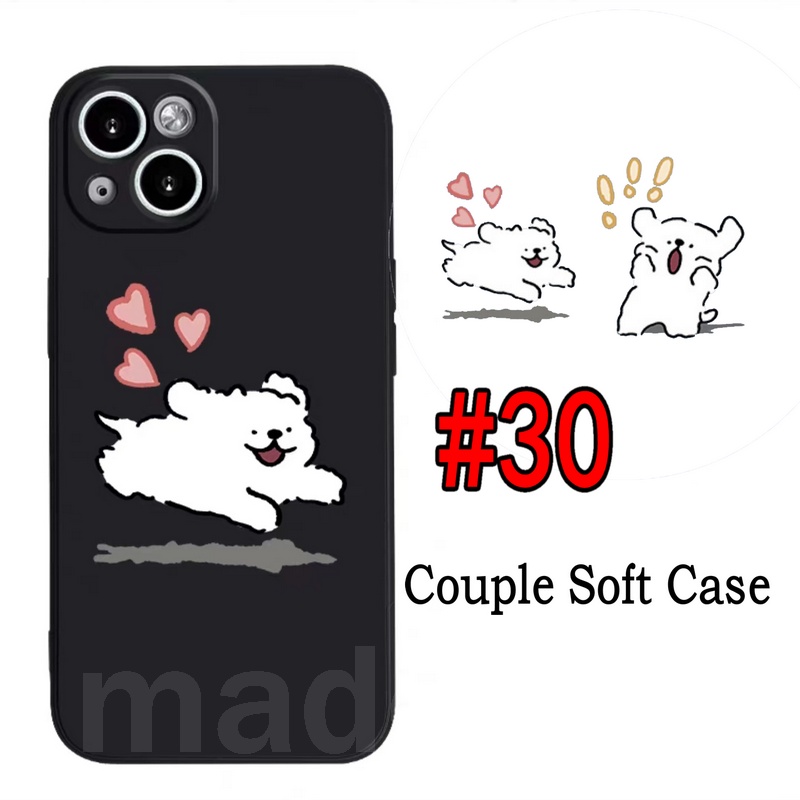 Cute Casing For IPhone 14 Plus 13 12 Pro Max 11 ProMax Mini X Xs Xr 6 6s 7 8 Plus 6+ 6s+ 7+ 8+ Xsmax 14Promax 13Promax 12Promax 11Promax Mask Maltese Line Dog Cartoon Couple Straight Edge Fine Hole TPU Soft Phone Case MDD 29
