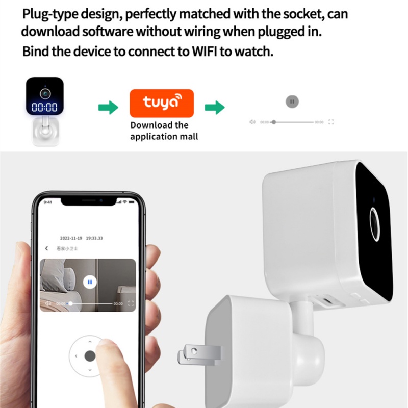 Camera Ip Tuya Wifi Camera Giám Sát Video Đồng Hồ Hd 1080P Camera An Ninh Không Dây Giám Sát Bé Trong Nhà Giám Sát Thú Cưng Alexa Google