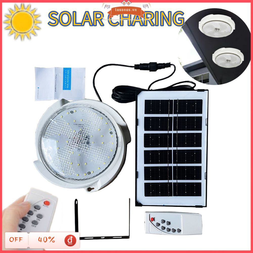 Đèn Năng Lượng Mặt Trời Hd 45/65W Đèn Trần Trong Nhà Chống Nước Kèm Điều Khiển Từ Xa