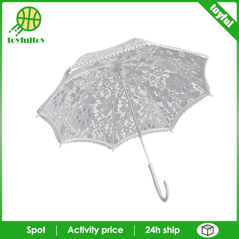 Dù Ren Trắng Cổ Điển Dùng Làm Đạo Cụ Chụp Ảnh Tiệc Hóa Trang