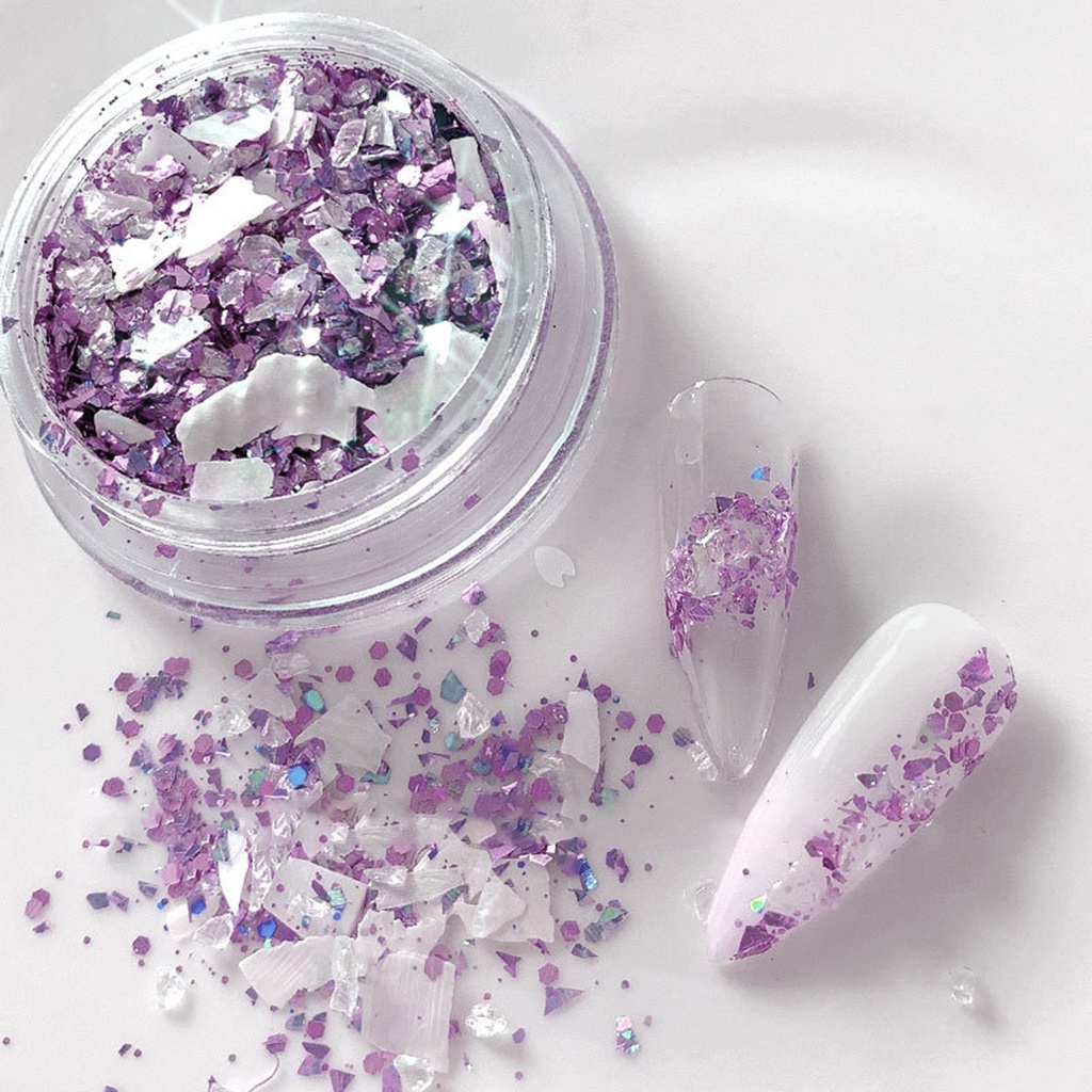 1 Hộp Kim Tuyến Vỏ Sò Lấp Lánh Trang Trí Móng Tay Nghệ Thuật DIY Không Phai Màu Phong Cách Nhật Bản