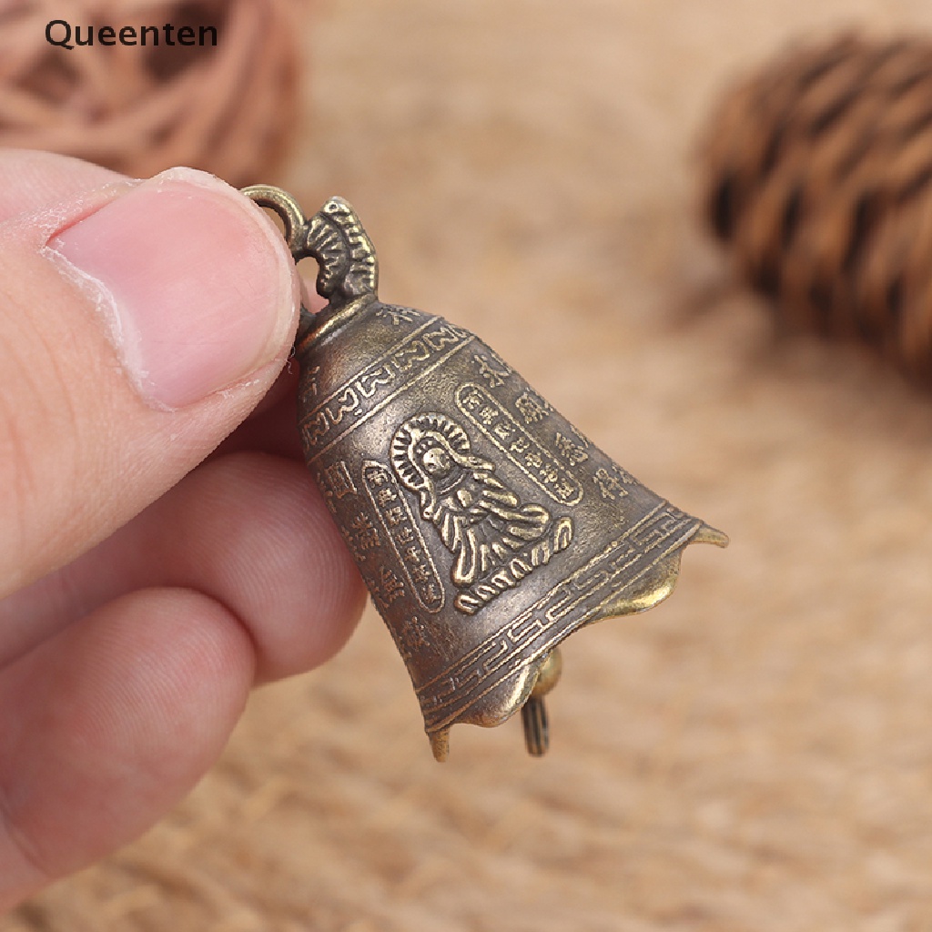 Queenten 1Pc Antique Bell Chinese Mini Sculpture Pray Guanyin Buddha Bell Shui Feng Bell QT