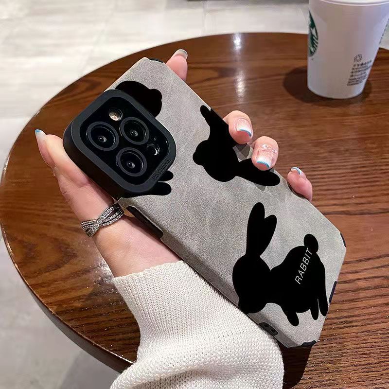 Ốp Điện Thoại Nắp Gập Hình Thỏ Đen Cho iPhone 14ProMax 14 13ProMax 13 13Pro 11ProMax 11 X XR Xs Max 7P 8P 12Pro 12ProMax