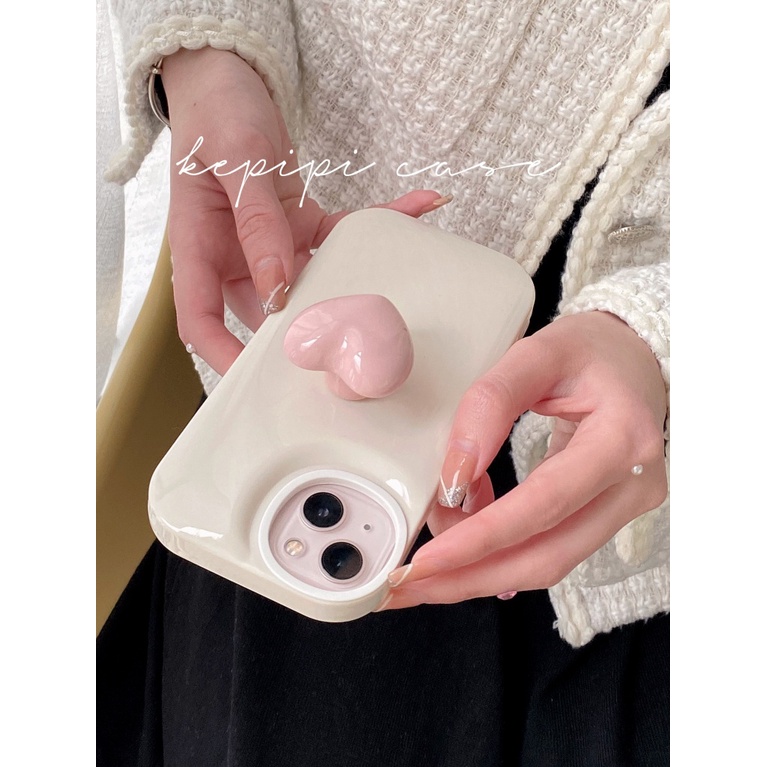 Ốp Điện Thoại Mềm Màu Tương Phản Có Giá Đỡ Hình Trái Tim Cho Iphone 14Promax 13 12 11 14pro 13promax 13