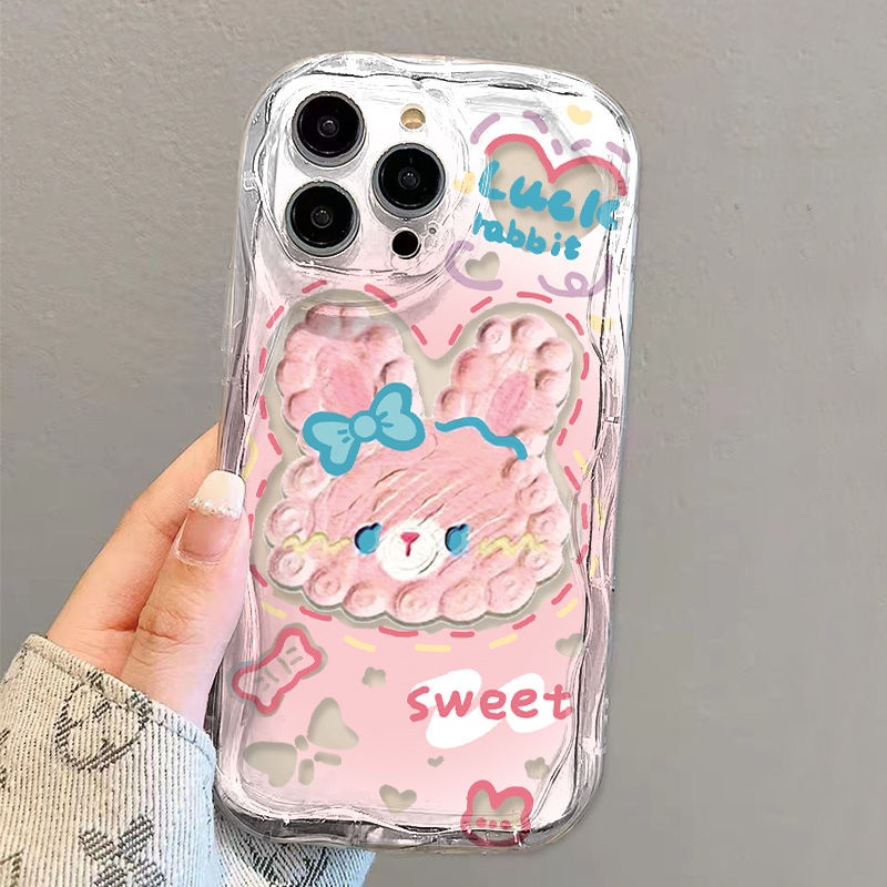 ✅Ốp Điện Thoại Mềm Trong Suốt Chống Sốc Có Kẹp Tóc Hình Thỏ Hồng Cho iPhone14 / 13promax 12 / 11 7 / 8p xs / Rv3B