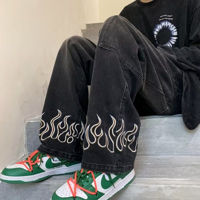 Quần jeans Dài Ống Rộng Phong Cách retro Thời Trang Cho Nam