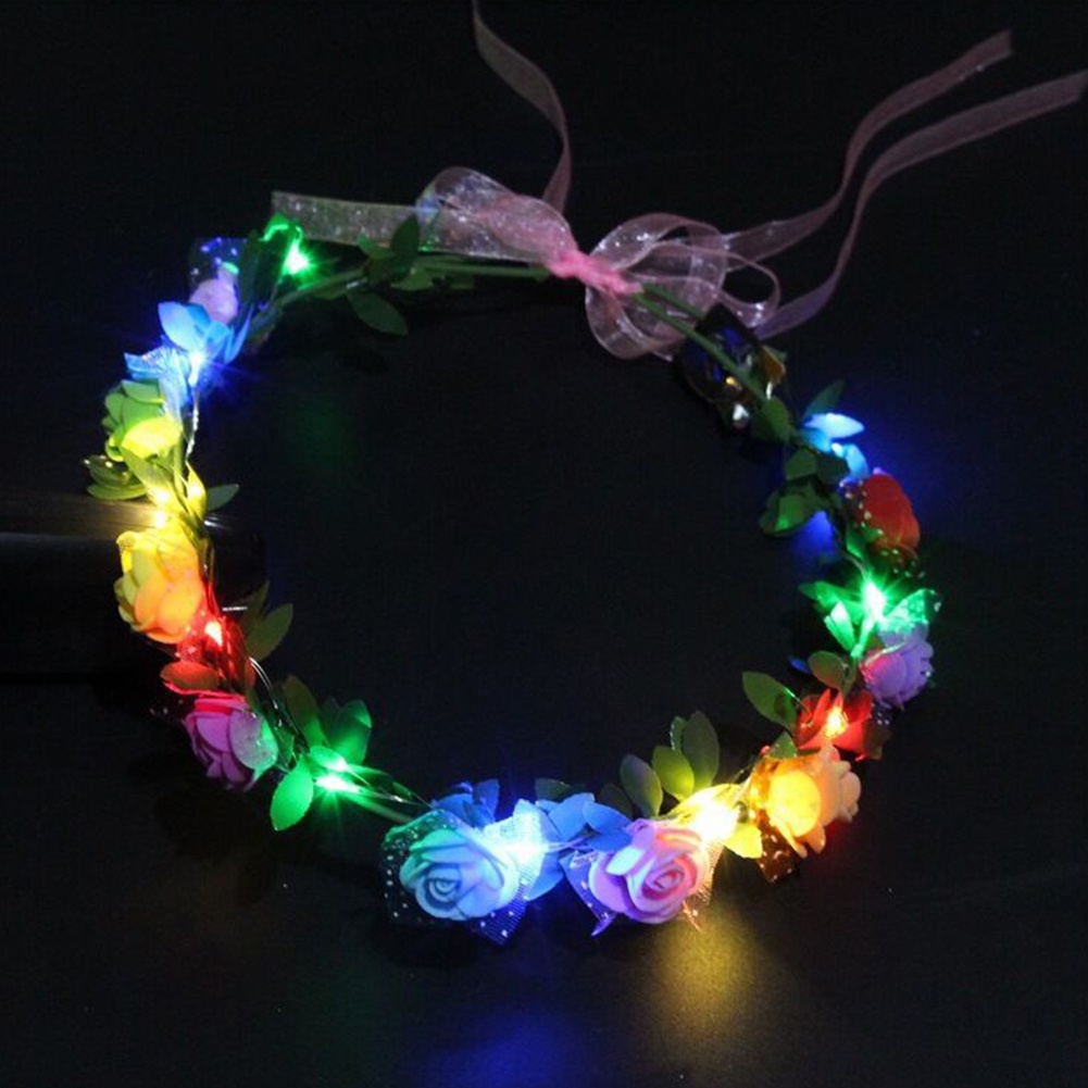 Vòng Hoa Đội Đầu Có Đèn Led Phát Sáng Nhiều Màu Sắc