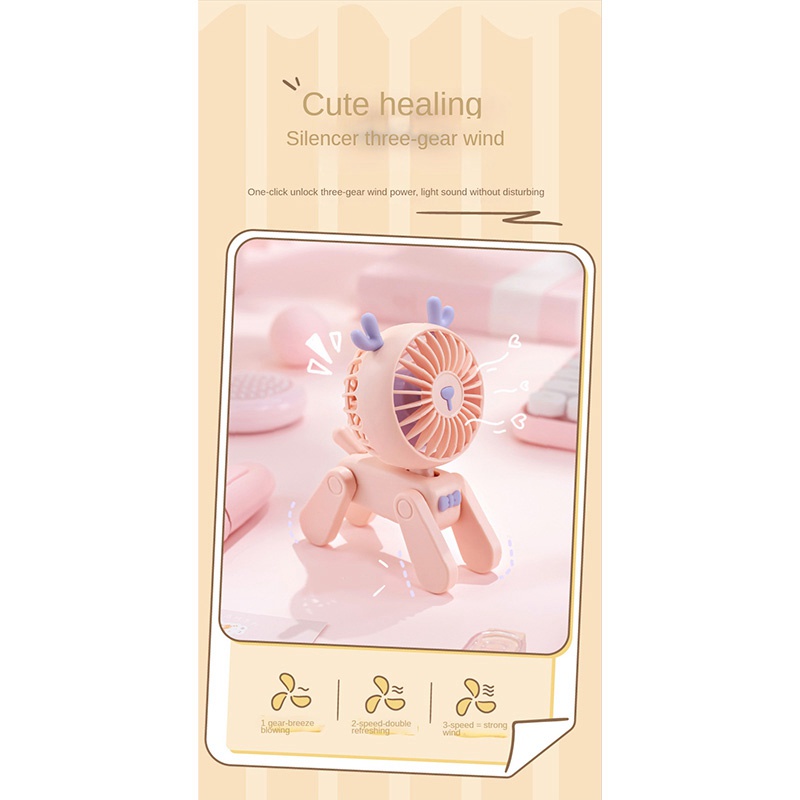 Quạt Điện USB Mini Để Bàn Hình Thú Cưng Dễ Thương Có Thể Sạc Lại