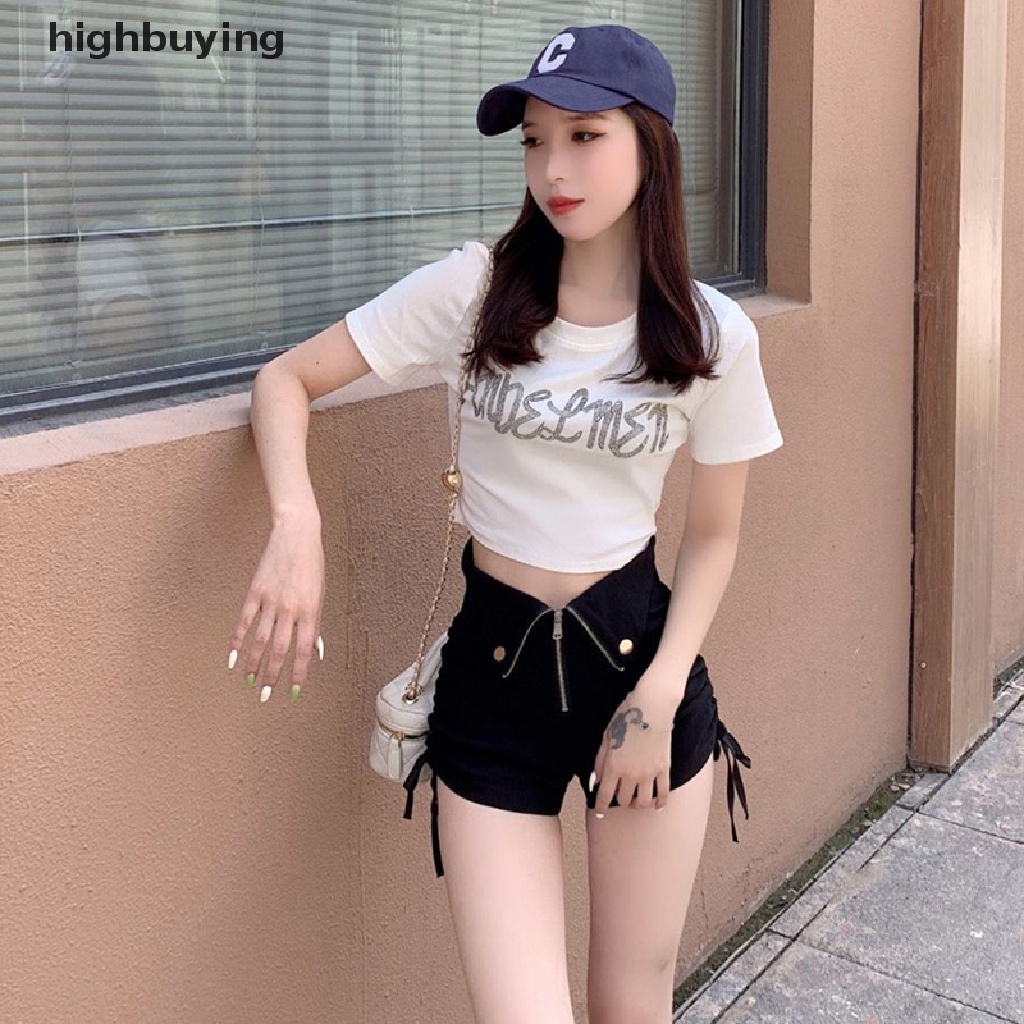 Hbvn Belle Quần Short Lưng Cao Ôm Dáng Thiết Kế Đường Phố Tối Giản Mùa Hè Causal Temper Youth Modish Cho Nữ