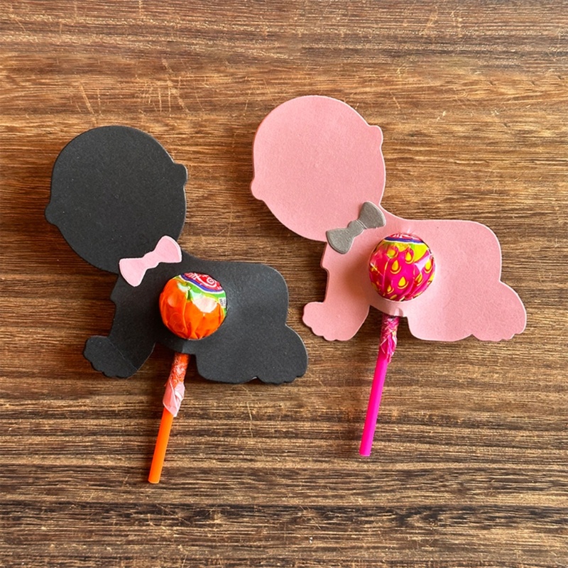 Khuôn Cắt Giấy Kim Loại Thủ Công Hình Kẹo Mút Em Bé Giá Đỡ