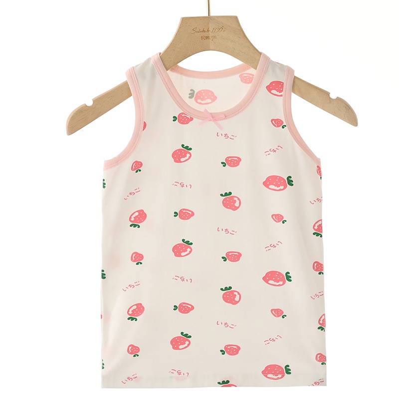 Áo Hai Dây 100-160cm Chất Liệu Cotton Mỏng Họa Tiết Hoạt Hình Cho Bé Gái