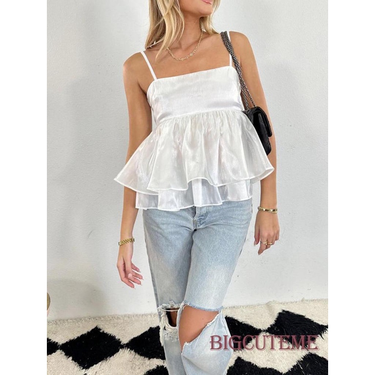 [] - Áo Sát Nách Ôm Dáng Màu Trơn Nhiều Lớp Màu Sắc Trắng / Hồng Cho Nữ