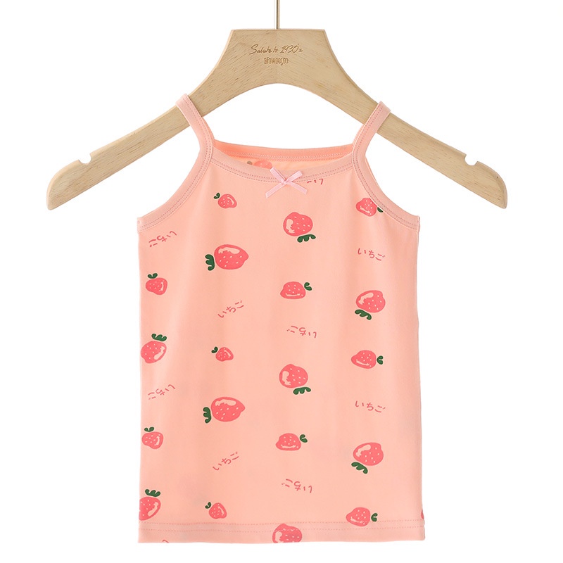 Áo Hai Dây 100-160cm Chất Liệu Cotton Mỏng Họa Tiết Hoạt Hình Cho Bé Gái