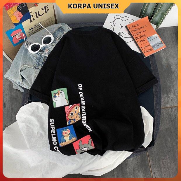 [ Ảnh thật ] Áo thun tay lỡ phông rộng Unisex hoạt hình Supelmo ngộ nghĩnh - nam nữ đều mặc được