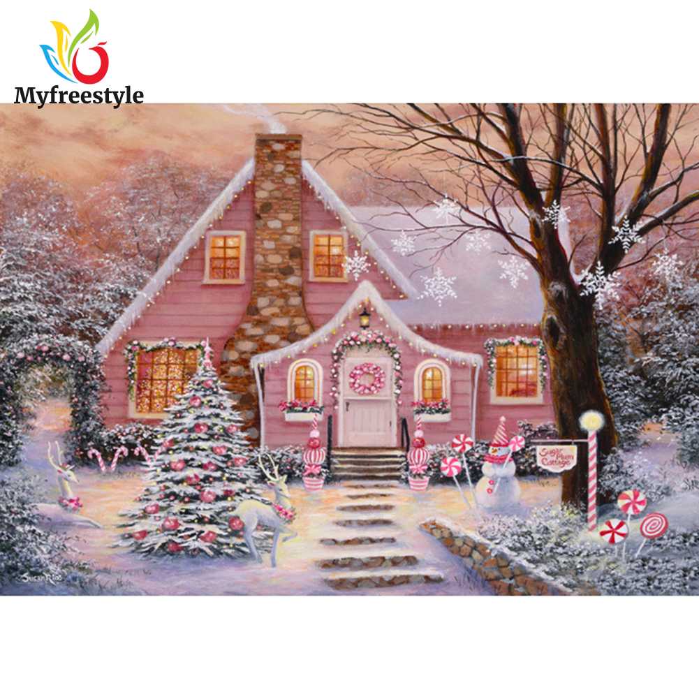 40*30cm Tranh Đính Đá Kim Cương Toàn Bộ Họa Tiết Giáng Sinh Diy